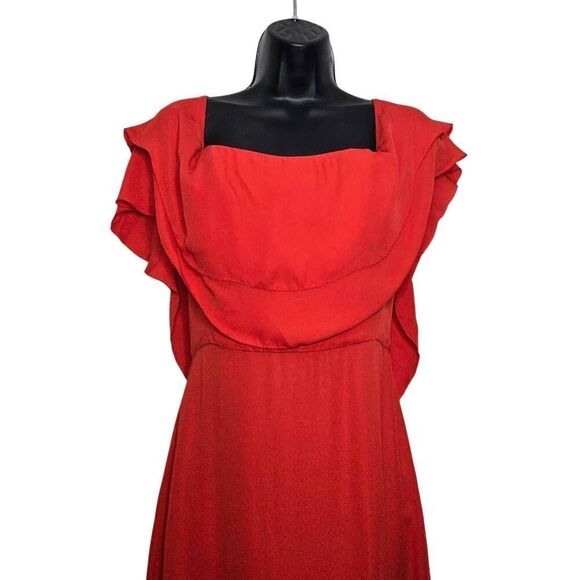 Parker Black Dress Size 2 Helen Silk Red Gown Long Flowy Prom - Picture 3 of 6